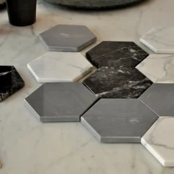 Set di 2 sottobicchieri Convivio in marmo grigio Bardiglio