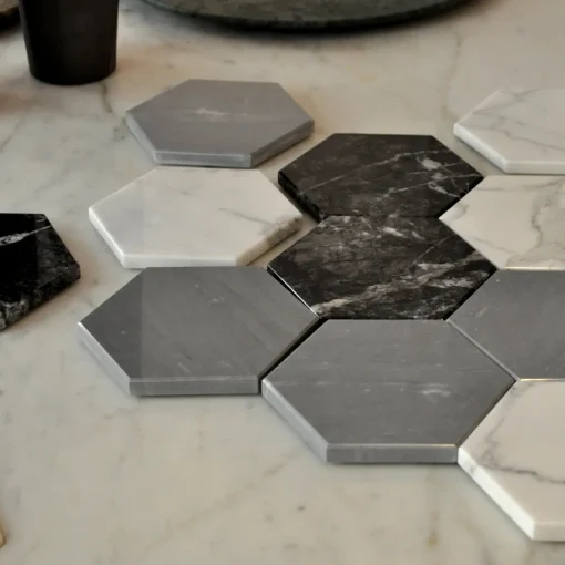 Set di 2 sottobicchieri Convivio in marmo grigio Bardiglio