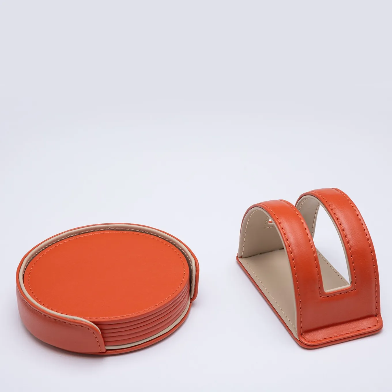 Set di 6 sottobicchieri Dalì Soft Round Spritz Orange e Cappuccino Beige