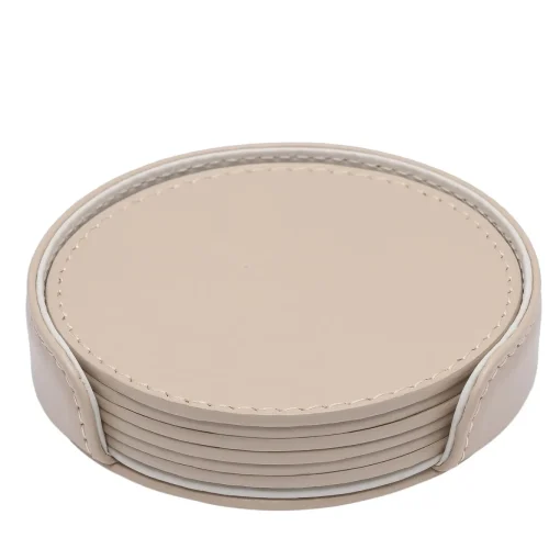 Set di 6 sottobicchieri Dalì Soft Round Capuccino Beige e Luna White