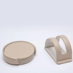 Set di 6 sottobicchieri Dalì Soft Round Capuccino Beige e Luna White