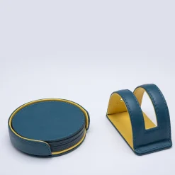 Set di 6 sottobicchieri Dalì Soft Round blu Amalfi e giallo Cedro