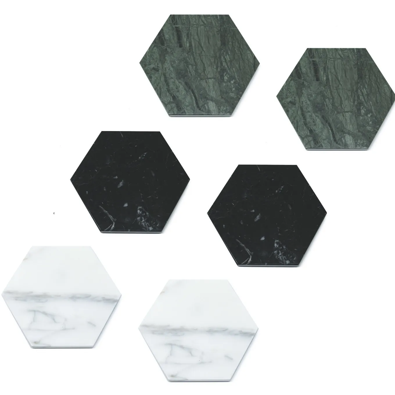 Set di 4 sottobicchieri esagonali in marmo
