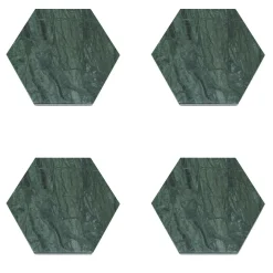 Set di 4 sottobicchieri esagonali in marmo verde