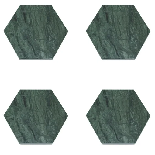 Set di 4 sottobicchieri esagonali in marmo verde