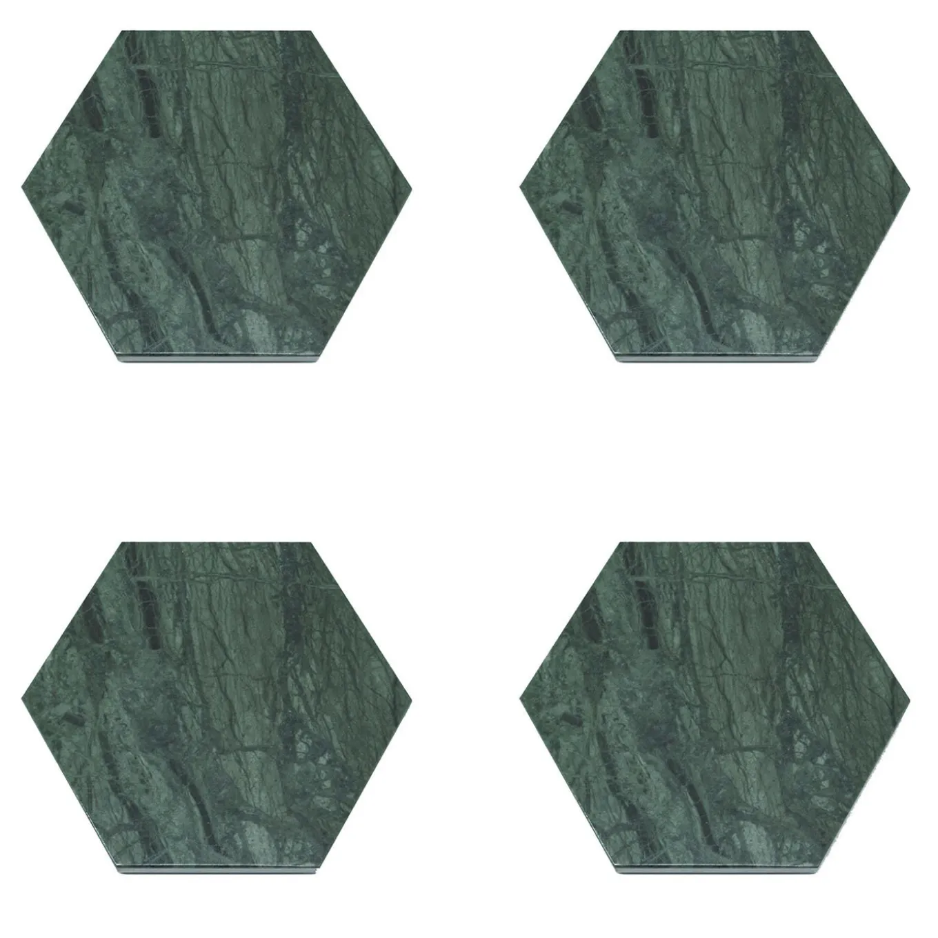 Set di 4 sottobicchieri esagonali in marmo verde