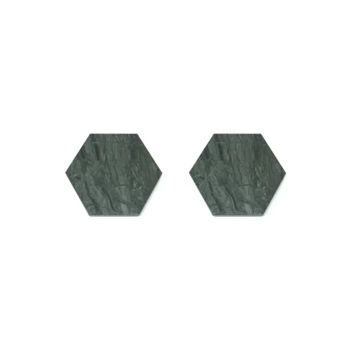 Set di 4 sottobicchieri esagonali in marmo verde