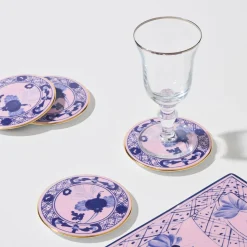 Set di 4 Sottobicchieri Oriente Italiano Azalea