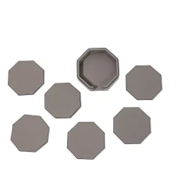 Set di 6 sottobicchieri ottagonali Del Monte in pelle grigia Luna