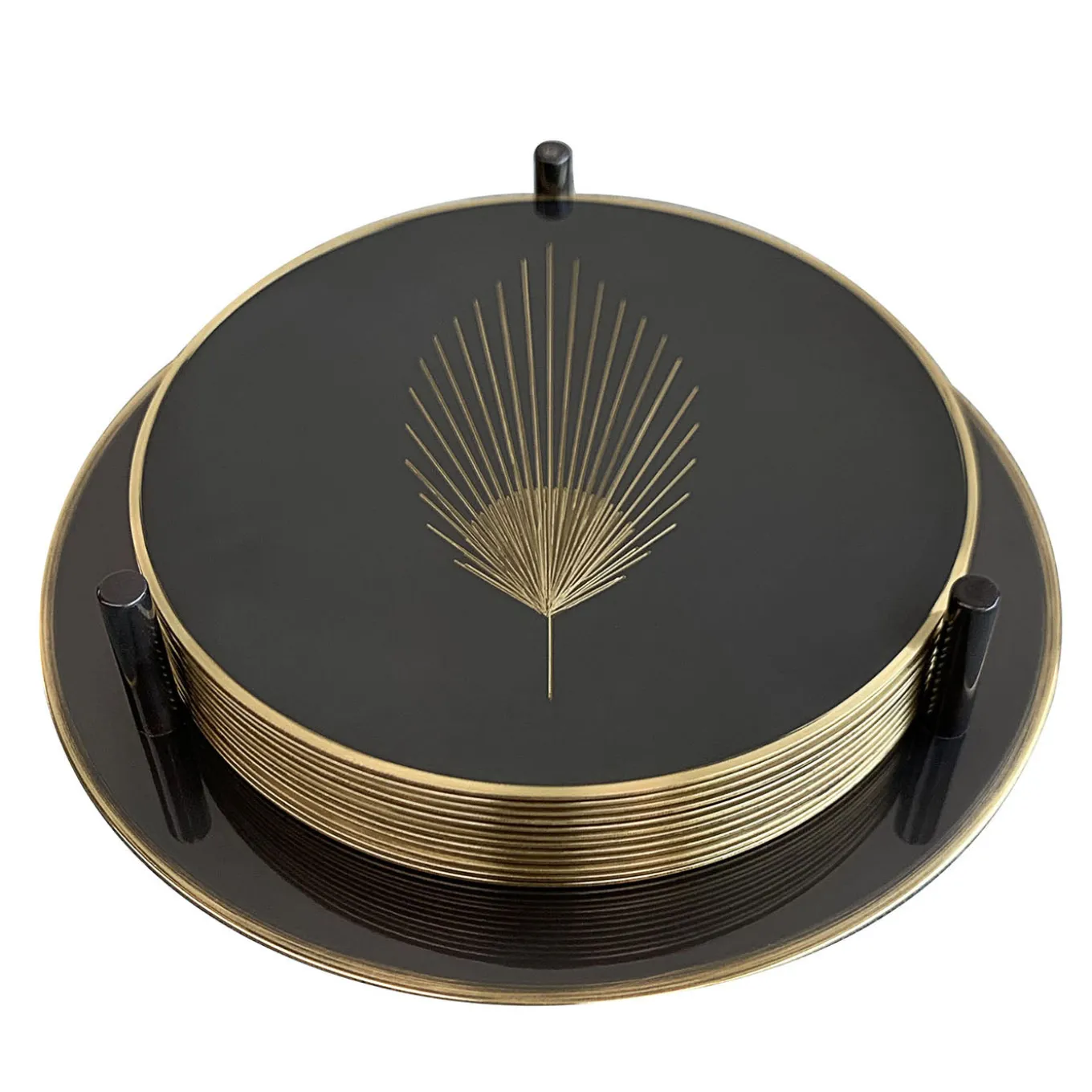 Set di 6 sottobicchieri Phoinix in ottone brunito