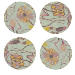 Set di 8 sottobicchieri rivestiti di verde Bouquet