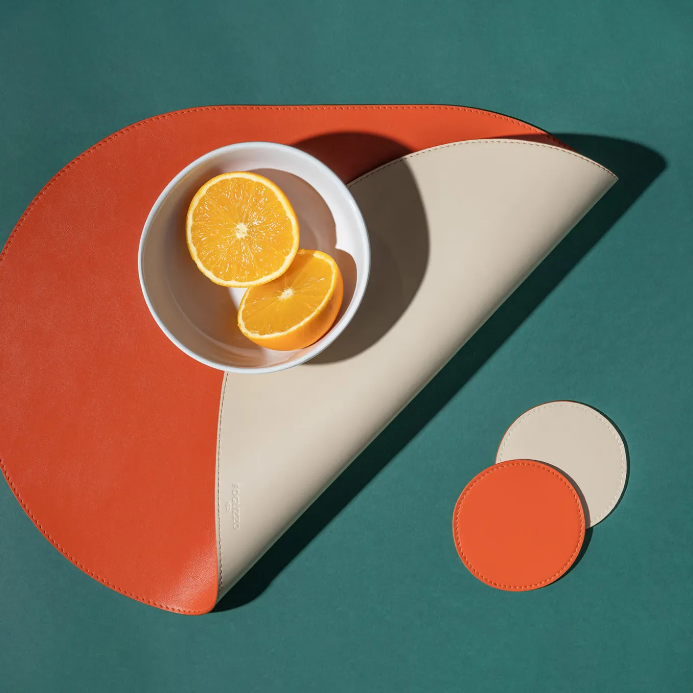 Set di 6 sottobicchieri rotondi Dalì Soft Spritz Arancione e Cappuccino Beige