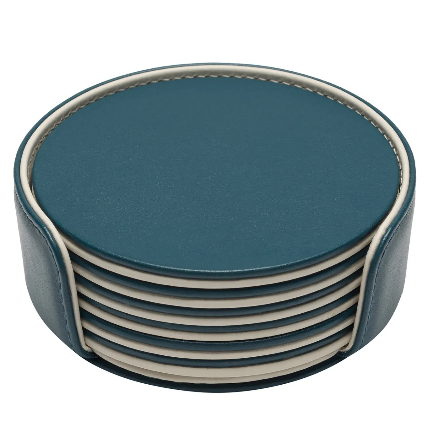 Set di 6 sottobicchieri rotondi Mondrian Amalfi Blue e Luna White