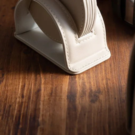 Set di 6 sottobicchieri rotondi Dalì Soft Capuccino Beige e Luna White