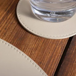 Set di 6 sottobicchieri rotondi Dalì Soft Capuccino Beige e Luna White