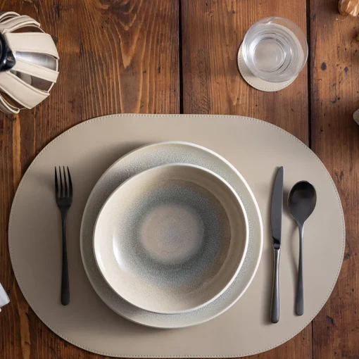 Set di 6 sottobicchieri rotondi Dalì Soft Capuccino Beige e Luna White