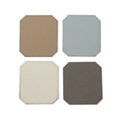 Set di 6 sottobicchieri Soft Suite Del Monte in pelle beige Tamarone
