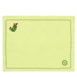Set di 4 sottopiattti in lino giallo con cactus mediterranei