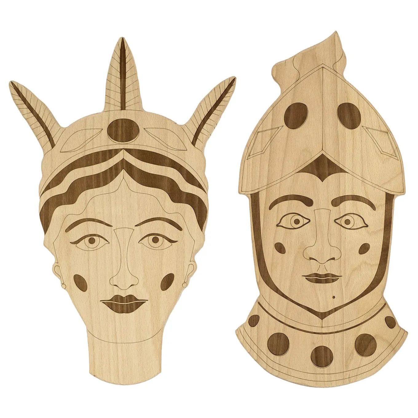 Set di 2 taglieri intarsiati Teste di Paladino di Gabriele E. M. D'Angelo