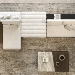 Set di 3 tavolini impilabili in marmo e legno