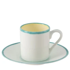 Set di 4 tazze da caffè dritte Murrine gialle e piattini