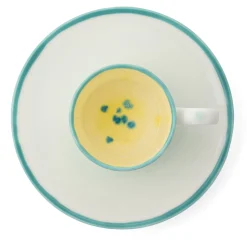 Set di 4 tazze da caffè dritte Murrine gialle e piattini