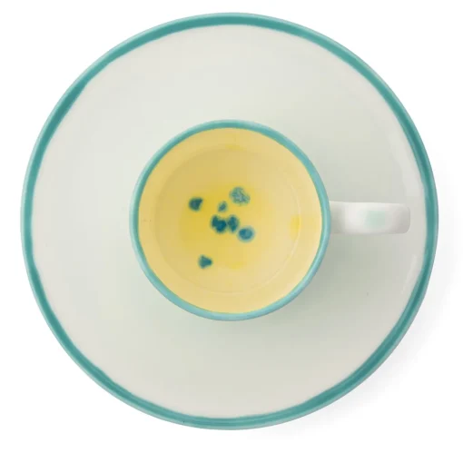 Set di 4 tazze da caffè dritte Murrine gialle e piattini