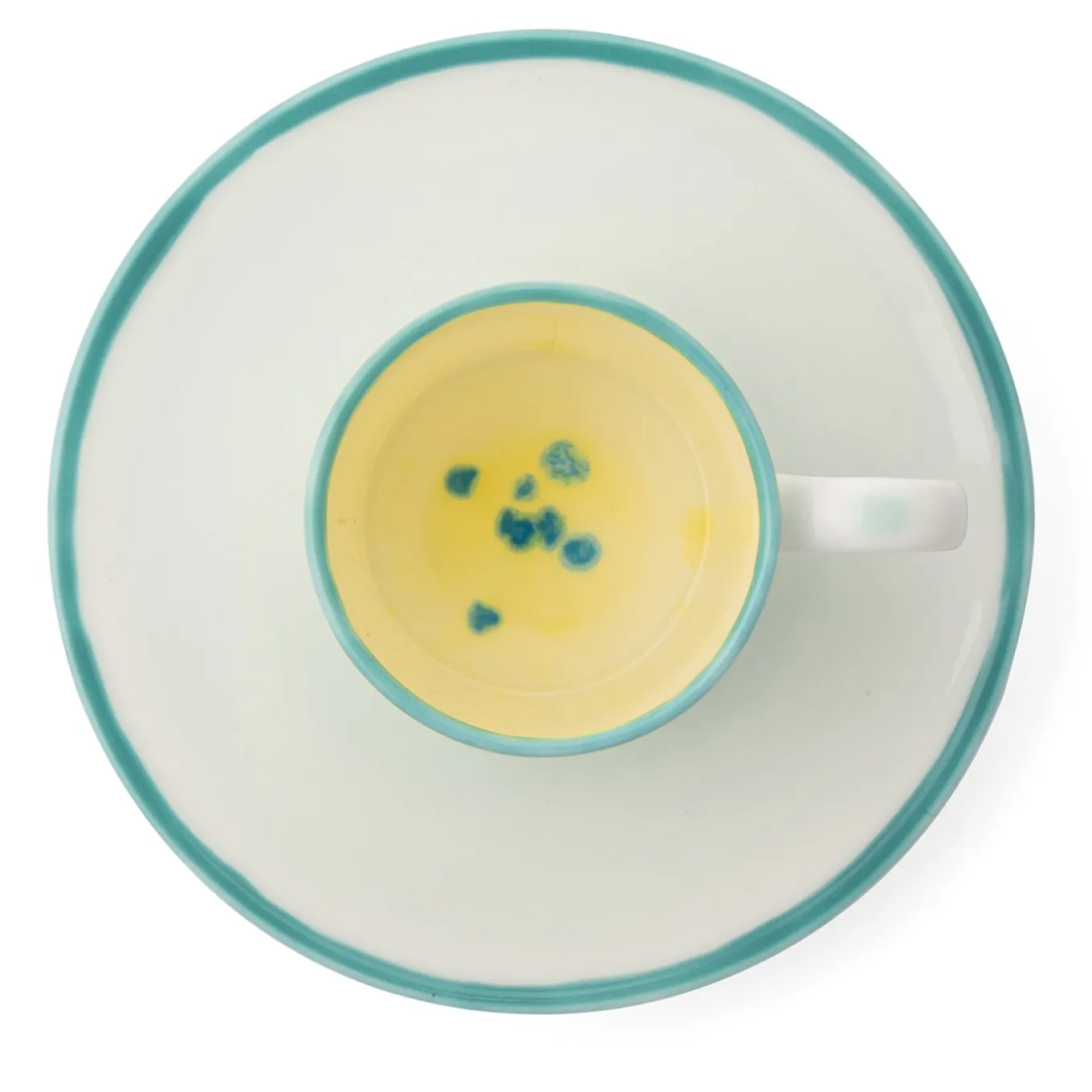 Set di 4 tazze da caffè dritte Murrine gialle e piattini