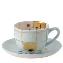 Set di 2 tazze da caffè in cristallo e piattini