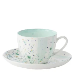 Set di 2 tazze da tè e piattini in marmo blu