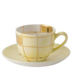 Set di 2 tazze di caffè quadrate Napoli e piattini