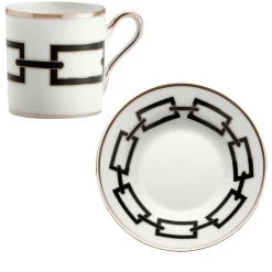 Set di 2 tazze e piattini da caffè espresso Catene Nero di Gio Ponti