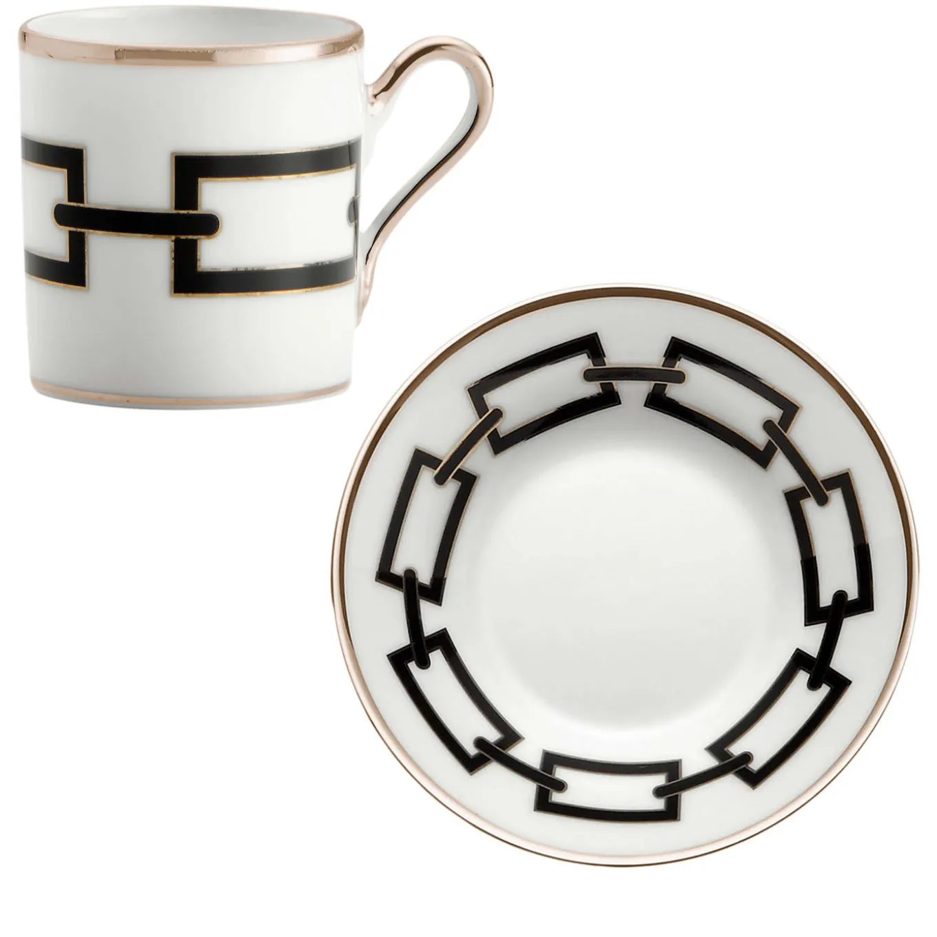 Set di 2 tazze e piattini da caffè espresso Catene Nero di Gio Ponti
