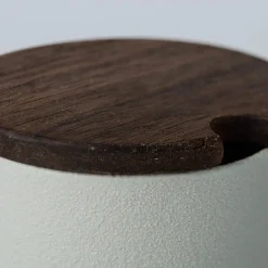 Set di 2 tazze e zuccheriera con coperchio in legno