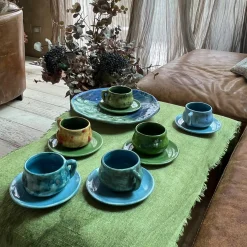 Set di 2 tazzine da espresso Monson Sea Blue con piattino