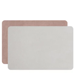 Set di 2 tovagliette bifacciali in pelle rosa cenere e ostrica