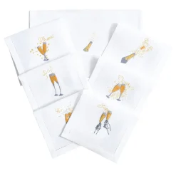 Set di 6 tovagliette da tavola in lino ricamate a mano in Champagne