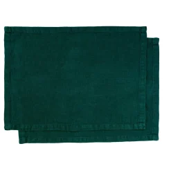 Set di 4 tovagliette in lino verde foresta