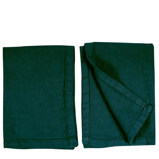 Set di 4 tovagliette in lino verde foresta