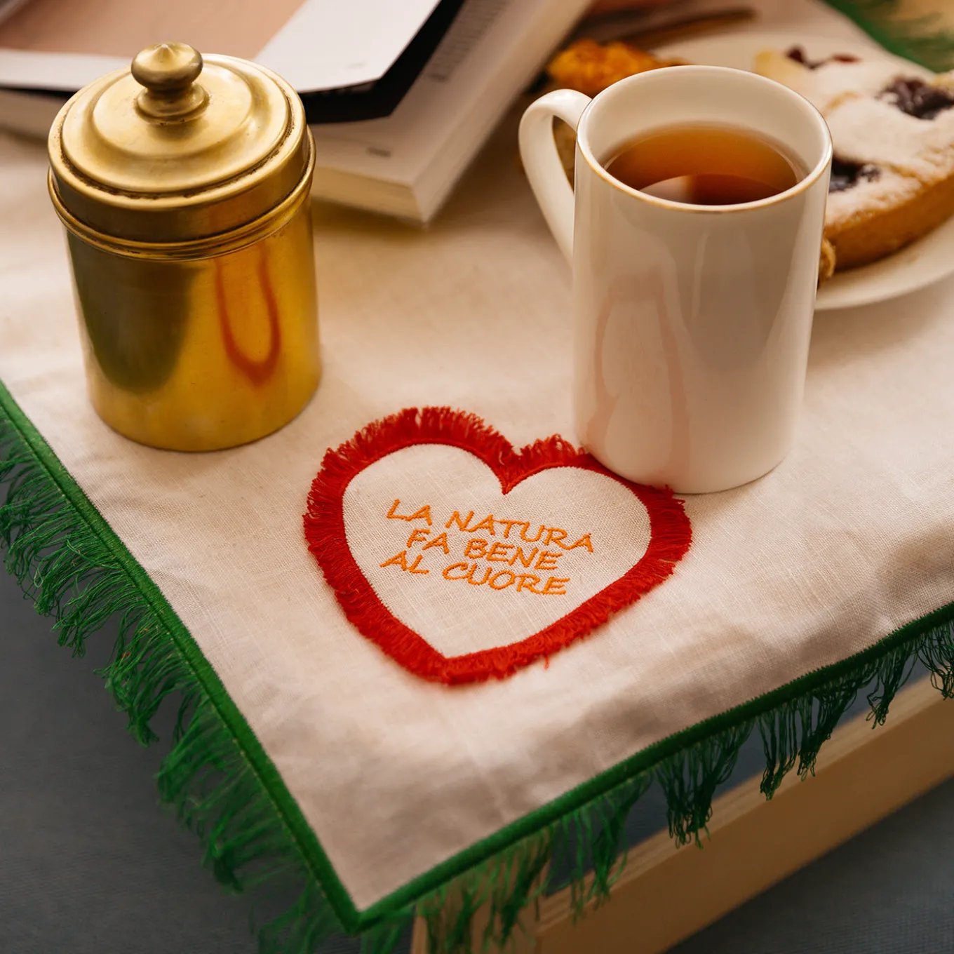 Set di 2 Tovagliette in Lino Quadrifoglio