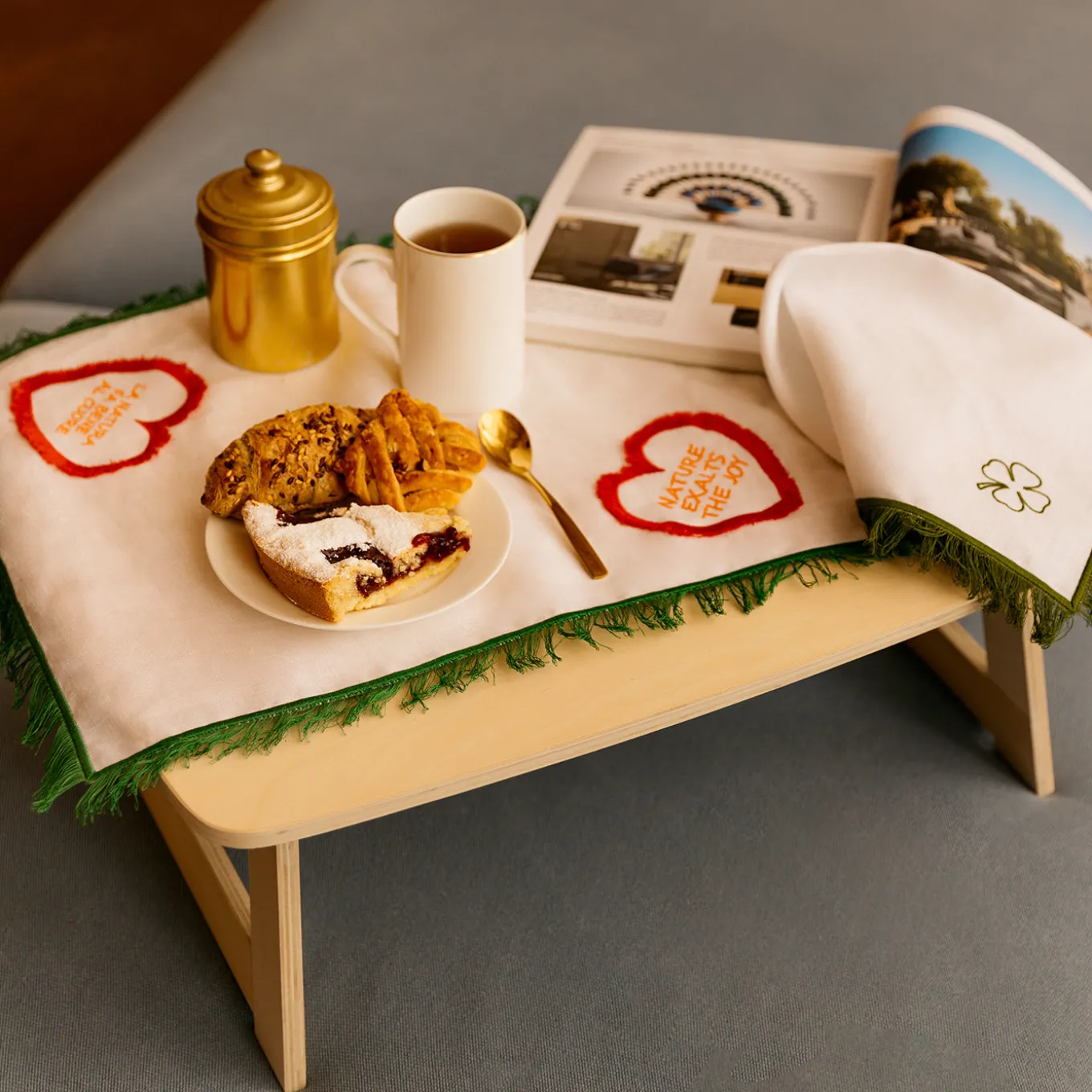 Set di 2 Tovagliette in Lino Quadrifoglio