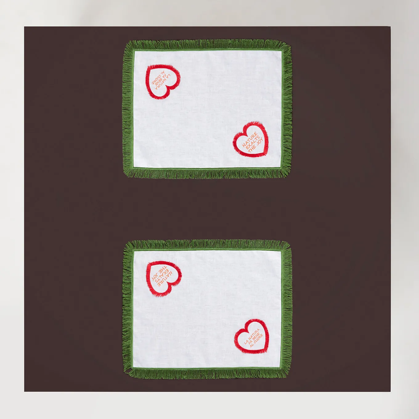 Set di 2 Tovagliette in Lino Quadrifoglio