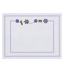 Set di 4 tovagliette ricamate Margherita Viola in lino