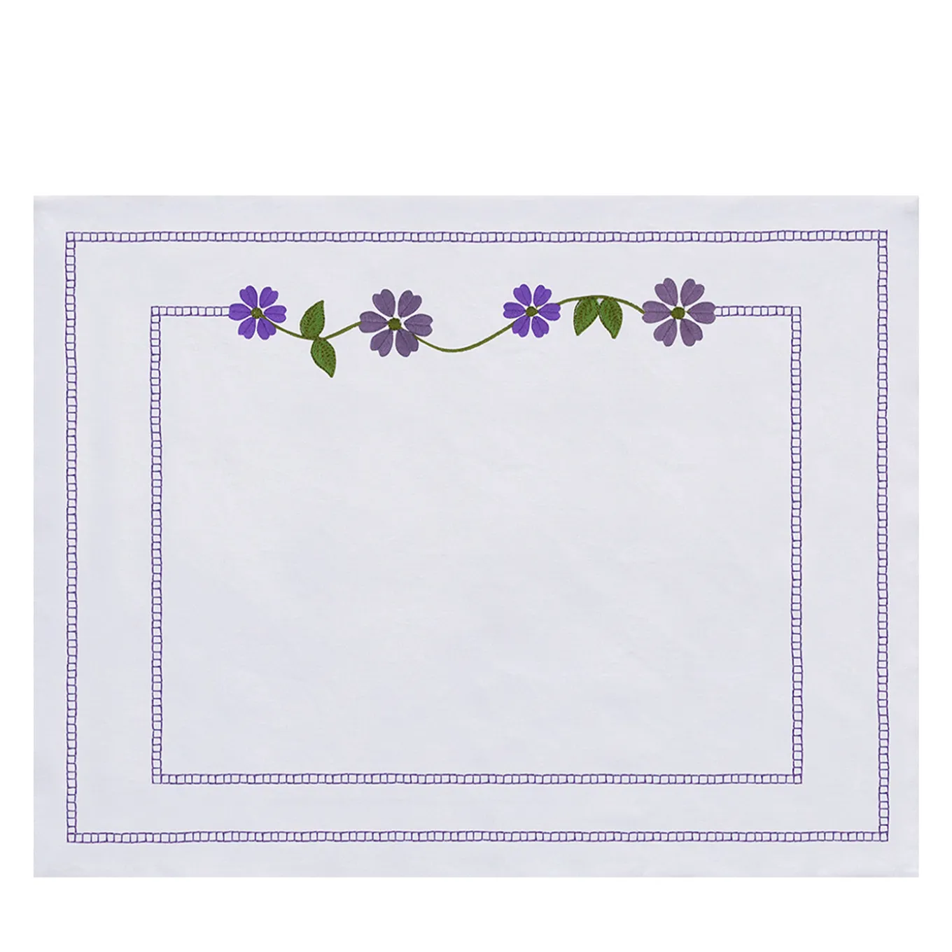 Set di 4 tovagliette ricamate Margherita Viola in lino