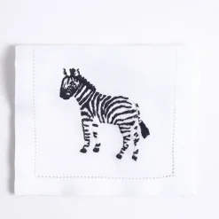 Set di 6 tovagliette Savanna ricamate a mano in lino per bere