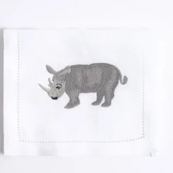 Set di 6 tovagliette Savanna ricamate a mano in lino per bere