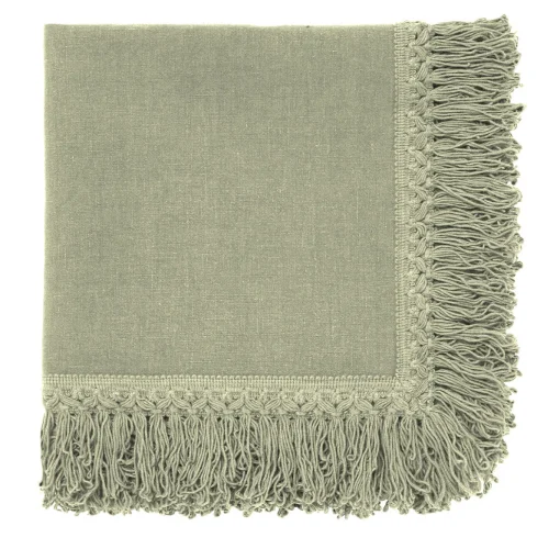 Set di 4 tovaglioli alla menta con frange lunghe