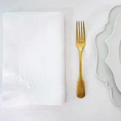 Set di 4 tovaglioli bianchi ricamati Decoro