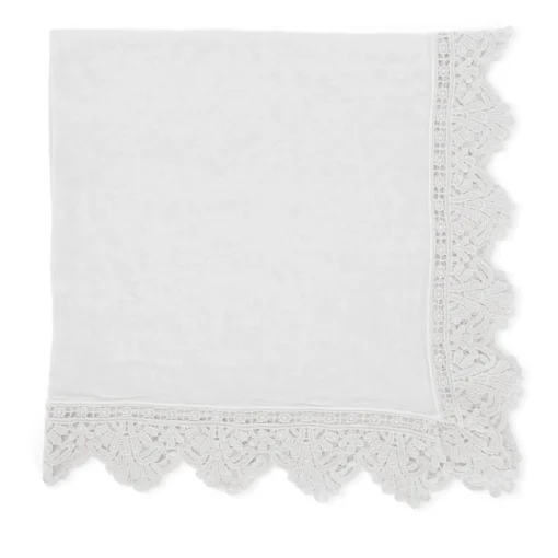 Set di 4 tovaglioli bianchi con pizzo siciliano