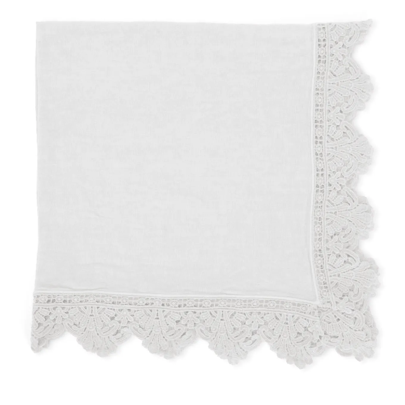 Set di 4 tovaglioli bianchi con pizzo siciliano